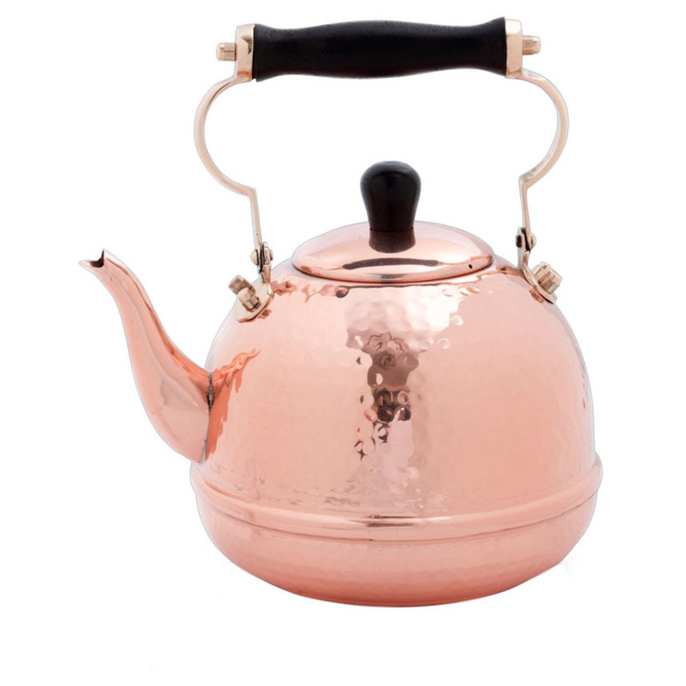 2 Qt. Hammered Solid Copper Tea Kettle with Wood Handle