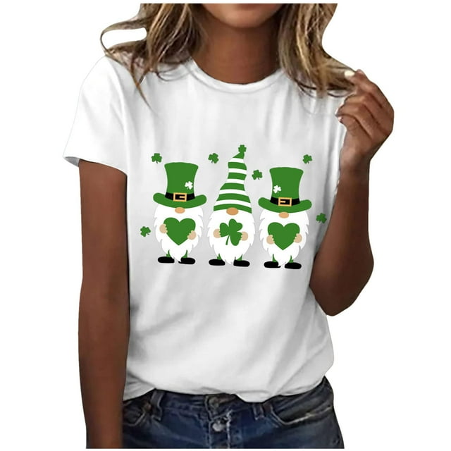 QIPOPIQ T-Shirts à Manches Courtes pour Femmes à Col Rond T-Shirts de la Saint-Patrick T-Shirt Shamrock T-Shirt Vert T-Shirt T-Shirts de la Saint-Patrick Tee Hauts Imprimés T-Shirts des Fêtes T-Shirts Graphiques Aubaines