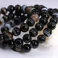 thumbnail image 2 of Black Banded Agate Gemstone 8mm Round Beads Stretch Bracelet 7" Unisex, 2 of 2