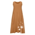 thumbnail image 5 of gakvbuo Summer Tank Dress For Women Maxi Dress Sundress Linen Dress Women's Summer Casual Solid Color Sleeveless Round Neck Pocket Dress Skirt, 5 of 6