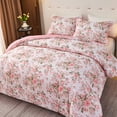 thumbnail image 4 of Koniroom Pink Floral Comforter Set Twin Size – Soft Vintage Rose Print, 2-Piece Reversible Flower Bedding for Teen Girls and Women, 4 of 8