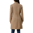 thumbnail image 3 of Women's Single Breasted Peacoat Fashion Winter Notched Lapel Button Down Outerwear Overcoat L Brown, 3 of 6
