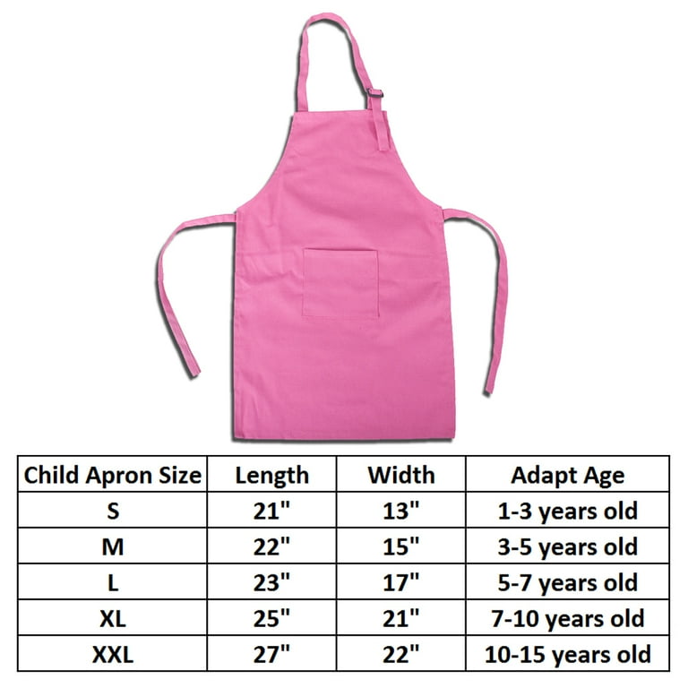 Opromo Cotton Canvas Kids Aprons with Adjustable Neck Strap and