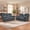 Greenish Gray, variant on Ebello Manual Recliner Sofa Couch, 3-Seater Soft Fabric Mid-Century Vintage Rivet Design Reclining Couch for Living Room, Home Theater, Light Brown