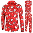thumbnail image 5 of Traje navideño de 3 piezas para hombre, conjunto de chaqueta de un solo botón con estampado 3D y pantalones de chaleco, ropa informal de moda para hombre para Navidad, 5 of 5
