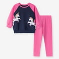 thumbnail image 2 of idosla Toddler Girl Fall Outfits Clothing Sets Cotton Sweatshirts Leggings Pnats Clothing Playwear Sets 2pc (Pink, 7-8 Years), 2 of 7