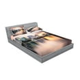 thumbnail image 2 of Ambesonne Landscape Fitted Sheet & Pillow Sham Set, Downtown City Skyline, Queen, Teal Peach Grey, 2 of 2