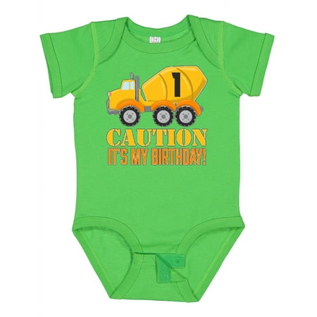 

Inktastic 1st Birthday Construction Truck Cement Mixer Boys or Girls Baby Bodysuit