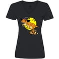 thumbnail image 3 of Inktastic Roaring Tyrannosaurus Rex Witch on Halloween Women's V-Neck T-Shirt, 3 of 5