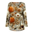 thumbnail image 5 of VKOYWKM Thanksgiving Pumpkin Shirts Women Tunic Tops Thankful Pumpkin Graphic Long Sleeve Fall T-Shirt Casual Crew Neck Loose Fit Blessed Top, 5 of 5