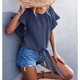 thumbnail image 2 of Moda mujer blusa cuello redondo casual tops verano manga corta camisas para fiesta de vacaciones, 2 of 5