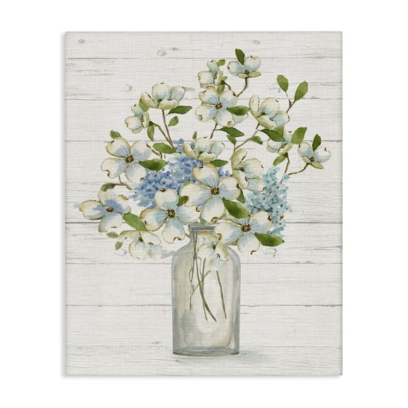 Stupell Industries French Country Rustic Planked Dogwood Bouquet Canvas Art, 24 x 30, by Nan