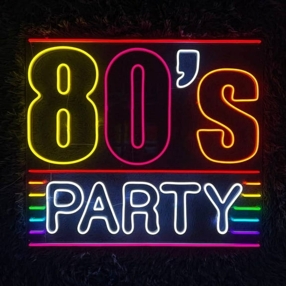 Glowneon 80's Party Neon Sign, Vintage decor led light