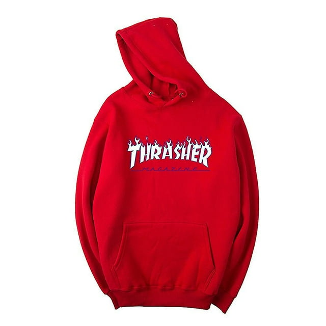 Unisex Thrasher Hoodie Letter Printed Sweatshirt Drawstring Hood With Pocket