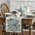 thumbnail image 7 of Smile Blue Pumpkins Eucalyptus Leaves Fall Thanksgiving Table Runner 13 x 72 Inch, 7 of 7