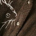 thumbnail image 6 of Virmaxy Womens Oversized Solid Sherpa Fleece Hoodies Cute Cat Butterfly Embroider Hooded Cardigan Button Long Sleeve Fuzzy Fleece Blouse Side Button Plush Jacket Brown M, 6 of 8
