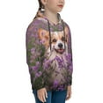 thumbnail image 3 of Kll Unisex Kids Boys Girls Hooded Pocket Pullover Hoodies-Dog In Lavender Flowers, 3 of 9