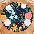 thumbnail image 2 of Pioneer Flower Floral Print Pattern Round Fitted Tablecloth with Elastic Edge,Dining Table Cover Waterproof,Outdoor Round Tablecloth for Camping,Dining,Indoor and Outdoor, 2 of 7