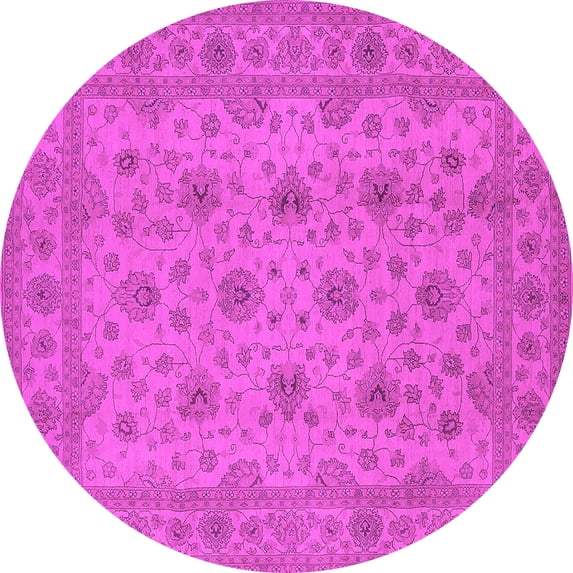 Ahgly Company Indoor Round Oriental Pink Traditional Area Rugs, 3' Round