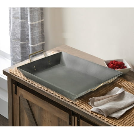 Mainstays Black Galvanized Tray with Gold Handles