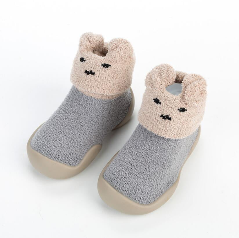 13cm & Yellow Kids Toddlers Newborns Anti-Slip Socks Rubber Sole Socks Boots Cartoon Slipper Socks for 12-18 Months Baby 