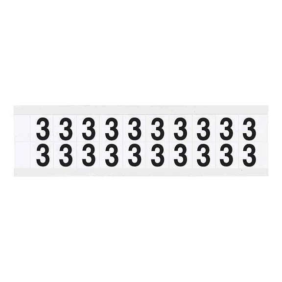 Brady Number Label, 3, 3/4in.Hx21/32in.W, Vinyl 9712-3