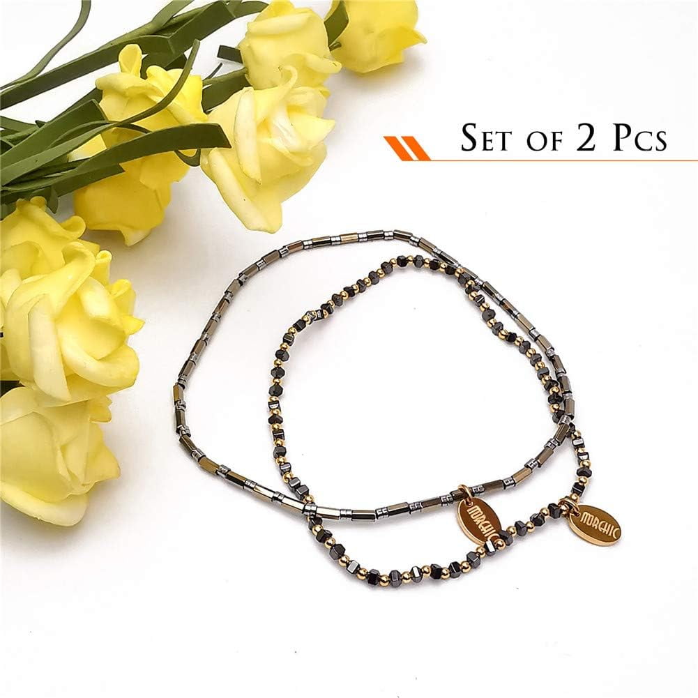 Womens Hematite Anklet, Handmade Foot Chain, Elastic Beach Chakra Jewelry[o5154]
