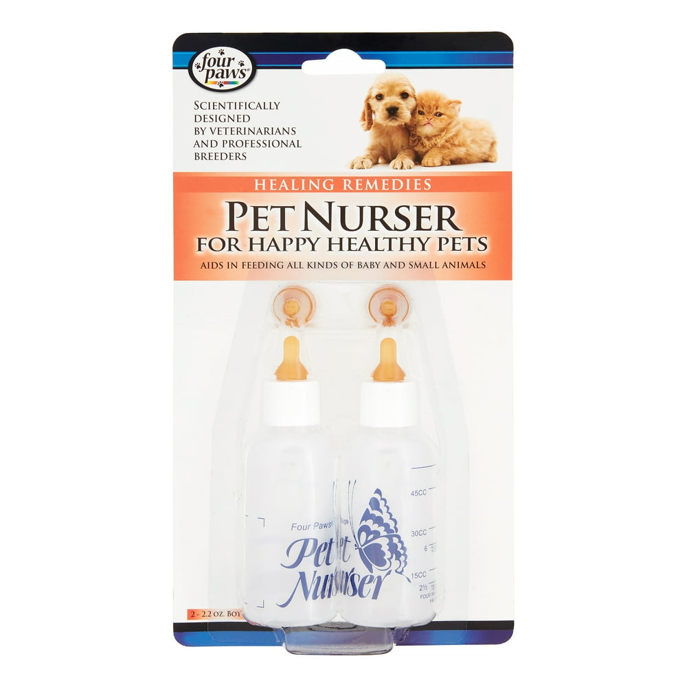 Four Paws Pet Nurser Feeding Bottle Kit, 2 Oz, 2 Ct