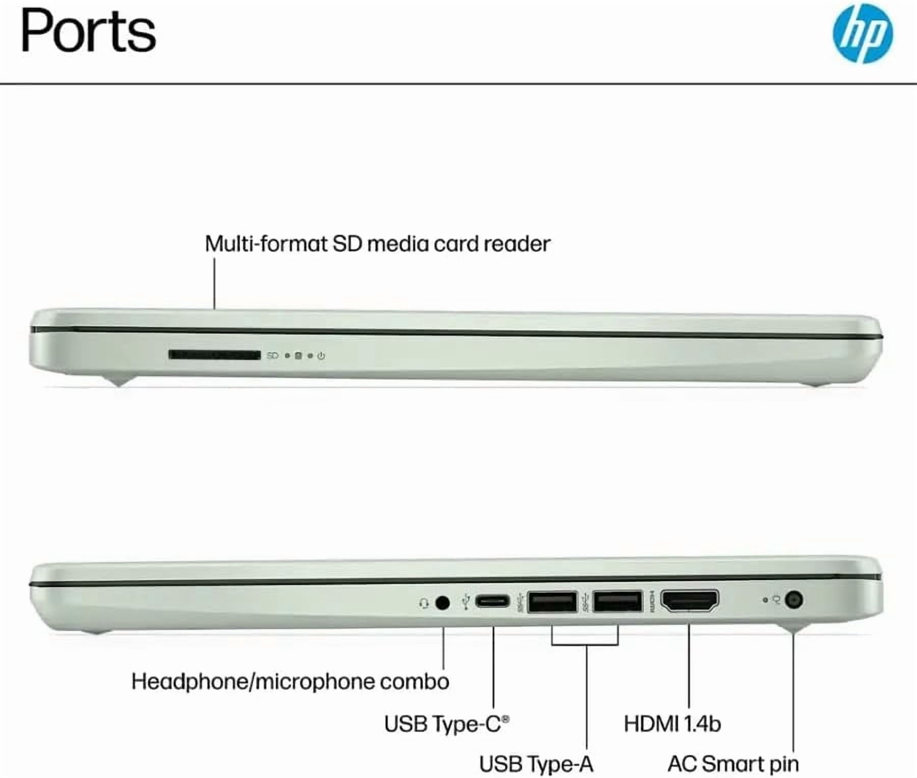 HP Stream 14 Student Business Laptop, Microsoft Office 365, Intel N150 Processor(Quad-core), 4GB RAM, 384GB Storage (128GB UFS+256GB MSD), Copilot AI, 1TB Cloud Storage, Green, with 5ave Kit