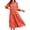 Orange red, variant on Womens Casual 3/ 4 Sleeve Shirt Dress Button Down V Neck Tiered Collared Flowy Maxi Dress