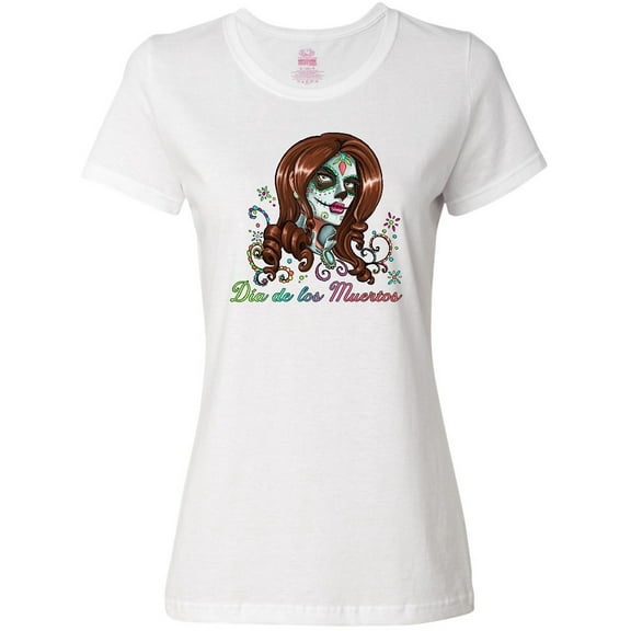 Inktastic DÃa De Los Muertos Woman in Sugar Skull Makeup Women's T-Shirt