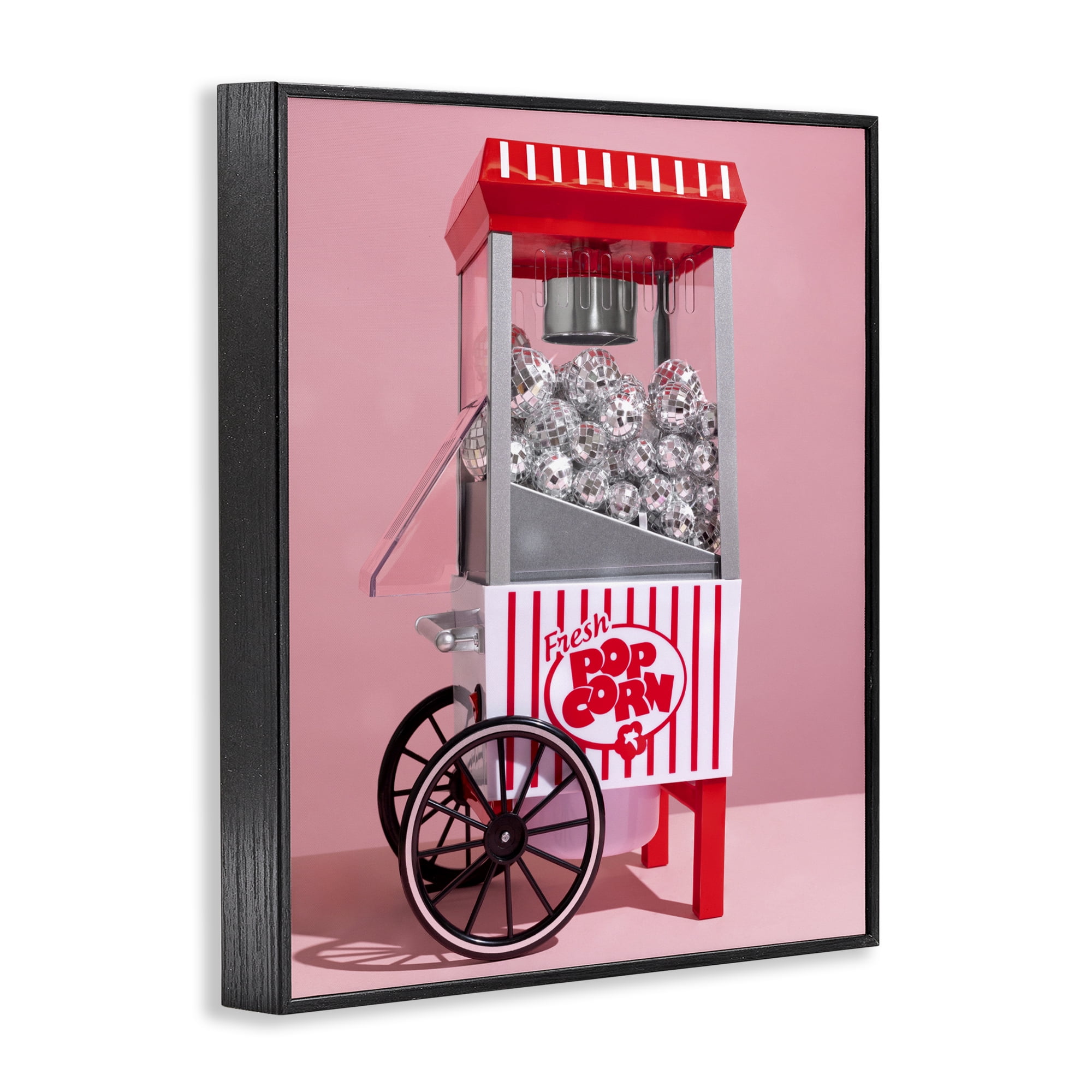 Stupell Industries Movie Popcorn with Disco Balls Black Framed Giclee Art, design by LISH Creative