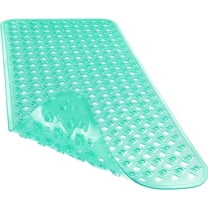 Bathtub Mat Non Slip, Bath Mats for Tub, Shower Mat with Drain Holes Suction Cups, Machine Washable, BPA, Latex, Phthalate Free, 34.5 x 15.5 Inches, Clear Green