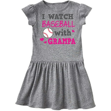 

Inktastic I Watch Baseball with My Grampa Gift Toddler Girl Dress