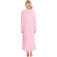 thumbnail image 4 of Women Blue Nightgown Classic Nightwear Long Sleeve Retro Pajama Dress Soft Cotton Loungewear with Pockets, 4 of 9