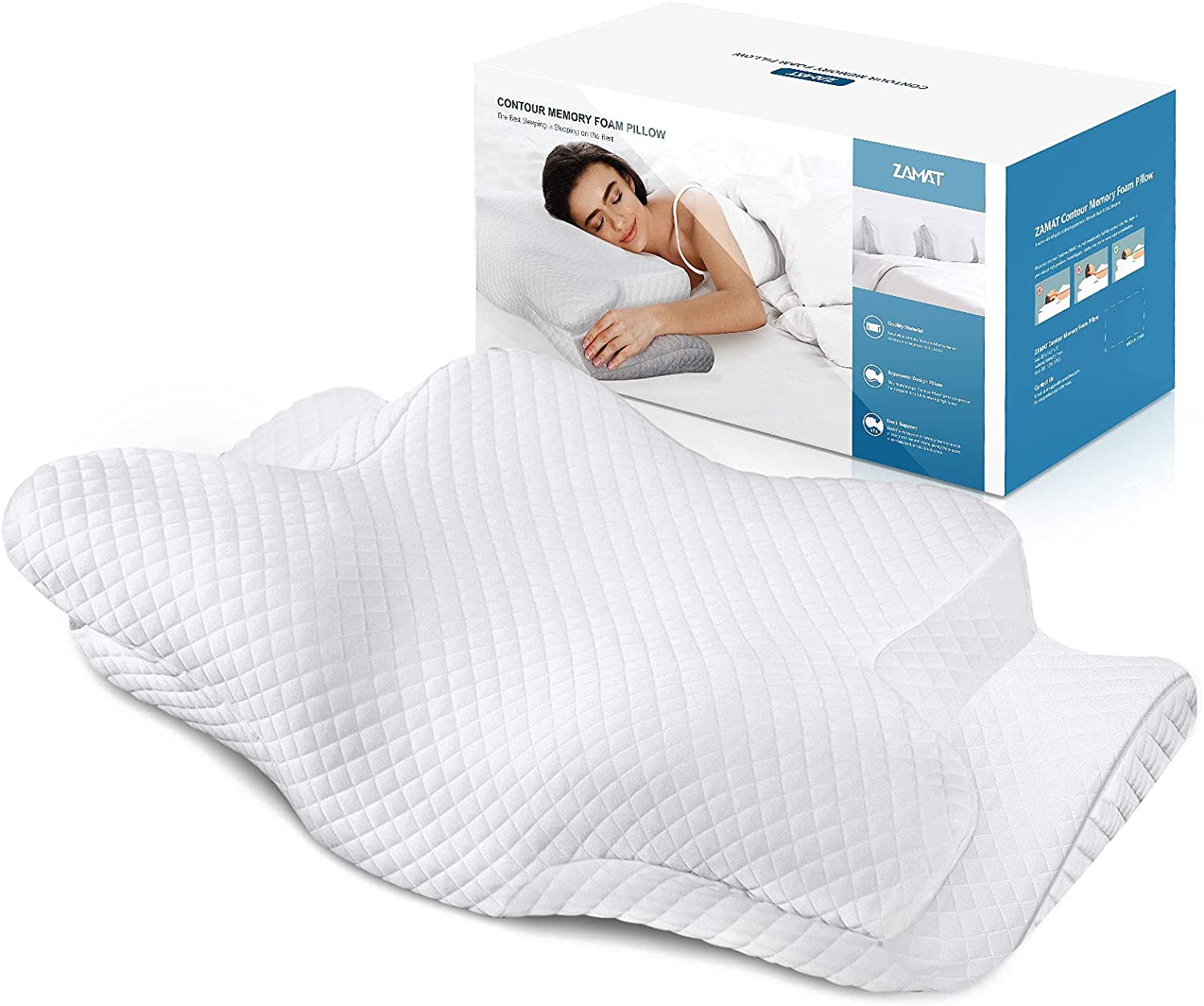 Bamboo Neck Support Contour Pillow Memory Foam Cervical Soft Pain Relief Pillow 