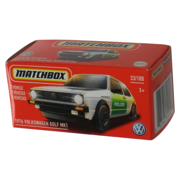 Matchbox 1976 Volkswagen Golf MK1 (2020) White Police Toy Car 33/100 - (Power Grabs Box)