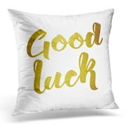 ARHOME Farewell Good Luck Wish Note Hand Written Lettering Concept Brush Strokes Golden Paint Gold Throw Pillow Case Pillow Cover Sofa Home Decor 16x16 Inches