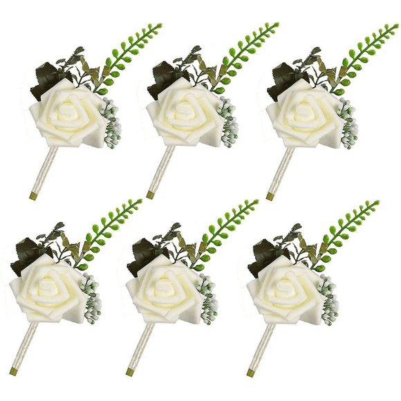 Flower Foam Corsage Wedding Flowers For Wedding(white,pack Of 6)