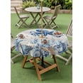thumbnail image 4 of Outdoor Tablecloth with Umbrella Hole for Patio/Picnic/Party/Camping, Blue Octopus Coastal Waterproof Table Cloth Round Cover Washable, Beach Starfish Nautical Coral Vintage (Dia 54"), 4 of 8