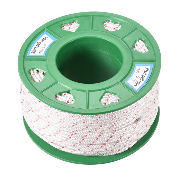 Unique Bargains Recoil start Rope 4.5mm 3/16 Inch Dia 60m 196ft Polyester Pull Cord White Red for Engine Replacement Part