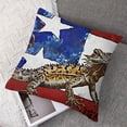 thumbnail image 5 of Reptile Throw Pillow Cushion Cover, Illustration of Warrior Horned Toad Standing for Texas City American Dream, Decorative Square Accent Pillow Case, Blue White, 5 of 7