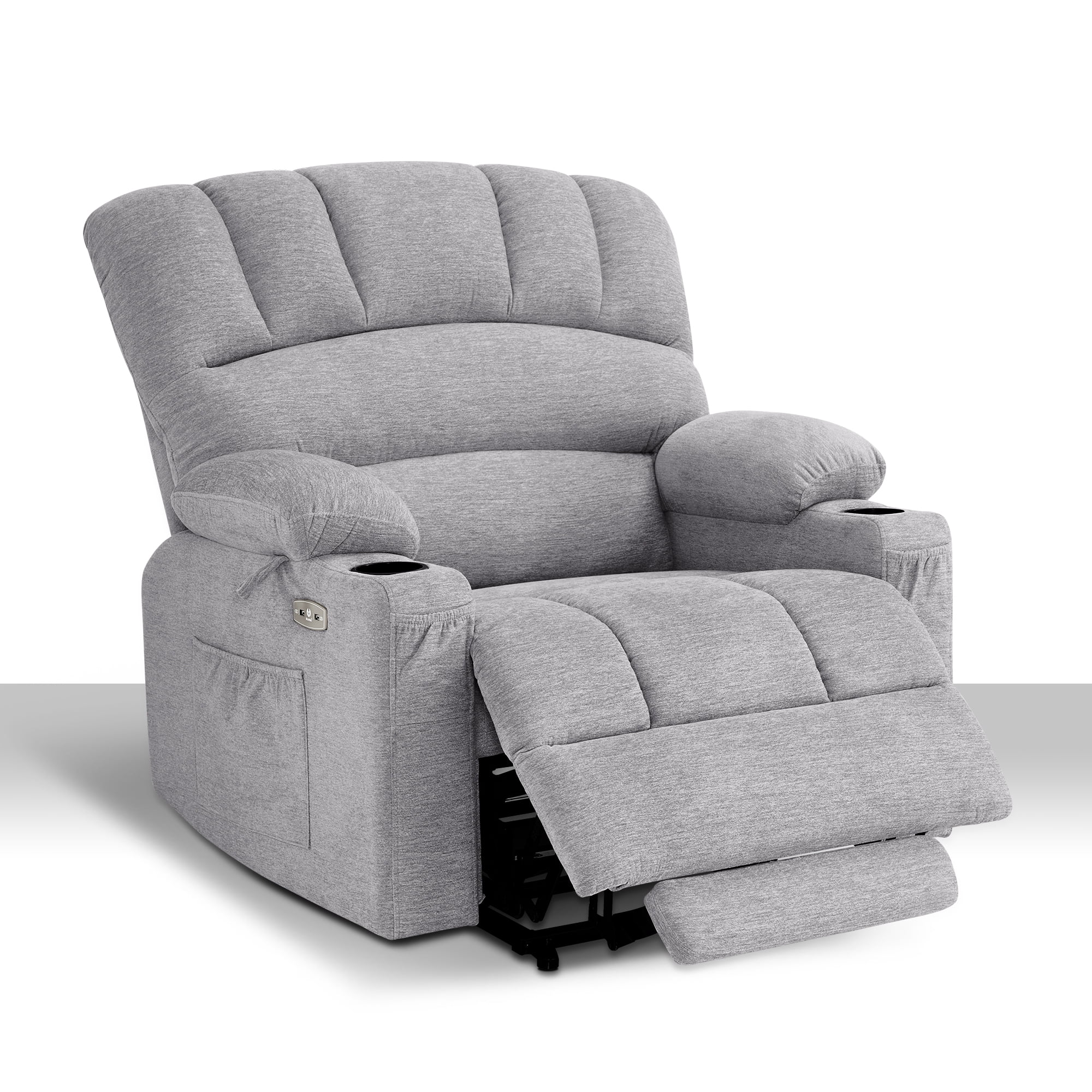 MCombo Oversized Power Lift Recliner Chair, 27.2'' Extra-Wide Seat, Fabric(Medium-Wide, Grey)