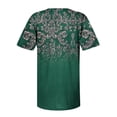 thumbnail image 5 of Fesfesfes Work Tops Women Fashion Casual Print V Neck Loose Short Sleeve T-shirt Top Blouse Pullover Womens Tunic Tops 2XL(US:12), 5 of 6