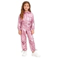 thumbnail image 6 of iiniim 2Pcs Girls Dance Outfits Jazz Hip Hop Dance Metallic Cropped Jacket Pants Set Modern Dancewear Pink 6, 6 of 7