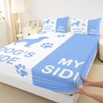 thumbnail image 3 of Homewish Pet Puppy Dogs Bed Sheets,Cute Paws King Sheets,Blue White Sheet Set For Boys Girls,Luxury Bedroom Decor,4pcs, 3 of 7