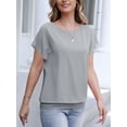 thumbnail image 4 of Uvplove Women's Summer Loose Casual Short Sleeve Chiffon Top T-Shirt Blouse,Grey,S, 4 of 13