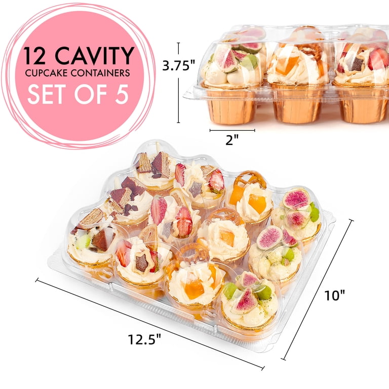LotFancy 12-Cavity Cupcake Carrier Containers, 5-Pack photo 6