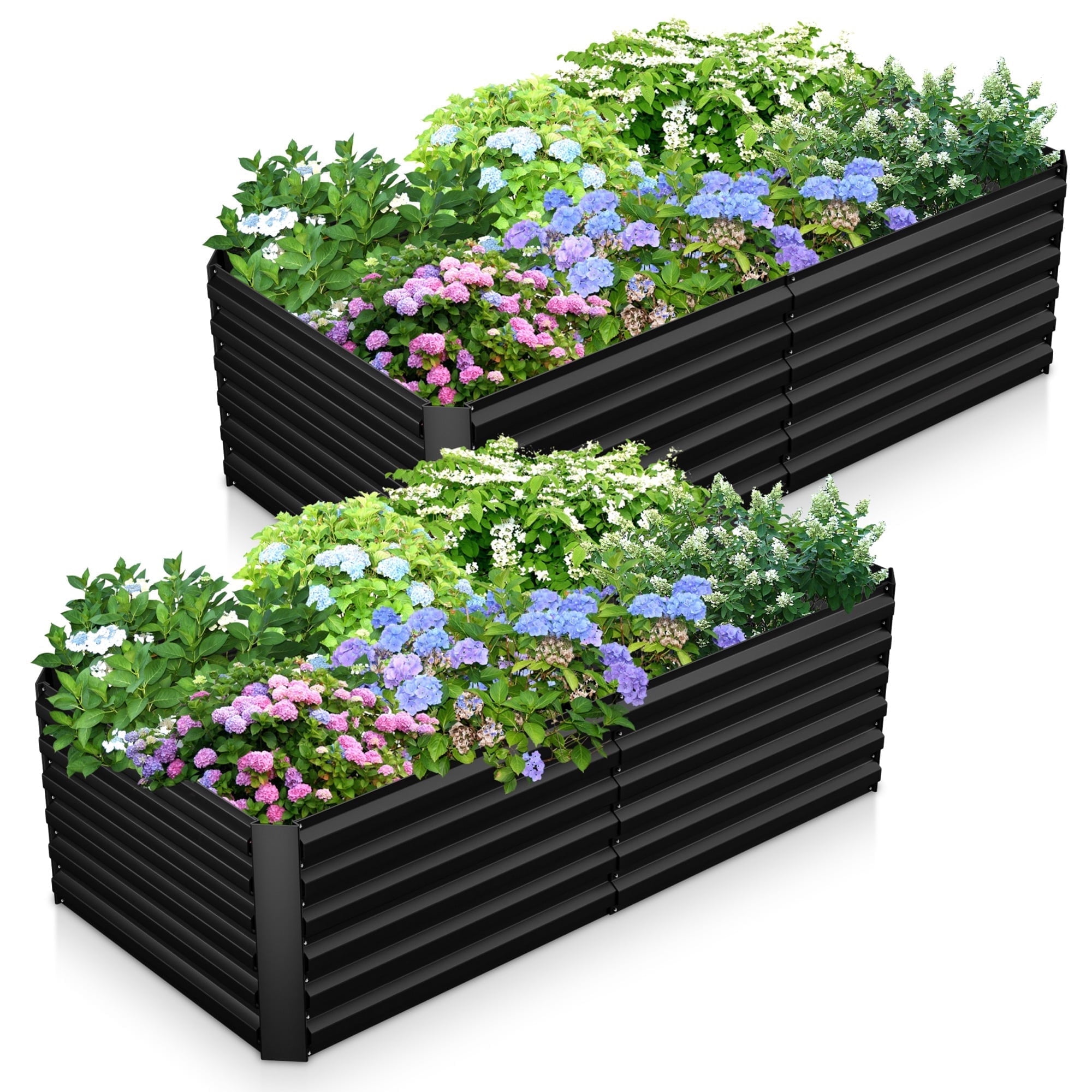 FOOWIN Metal Raised Garden Bed, 8x4x2ft, 2-Pack photo 1