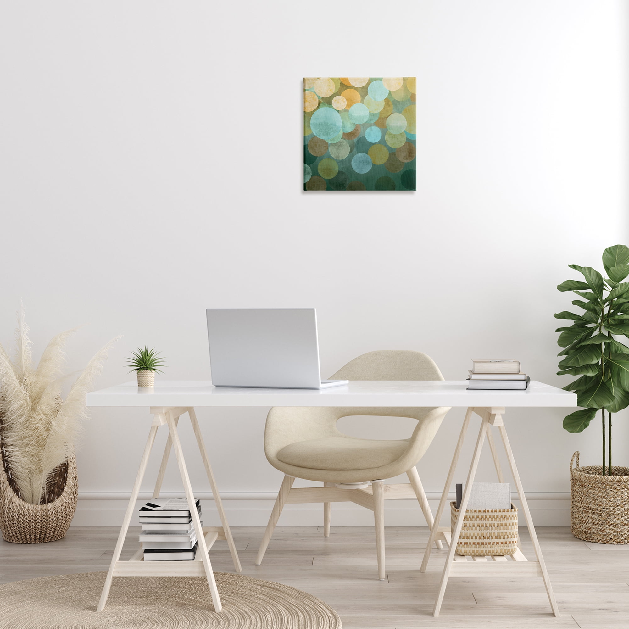 Stupell Industries Layered Green Circles Abstract Painting Gallery Wrapped Canvas Art Print Wall Art, 17 x 17
